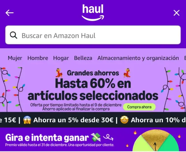 Gira y gana premios en el Haul de Amazon (desde APP) Gira y gana premios en el Haul de Amazon (desde APP)