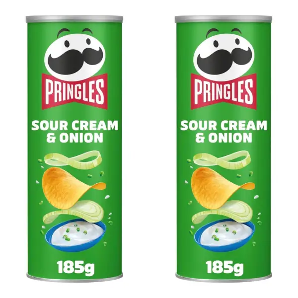 2 latas de Pringles Sour Cream & Onion 185g 2 latas de Pringles Sour Cream & Onion 185g