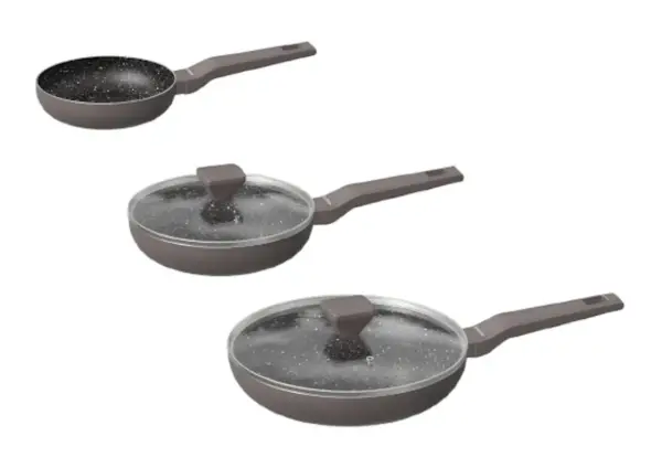 Set 3 Sartenes AMBITION Mokka 18-22-26 cm Set 3 Sartenes AMBITION Mokka 18-22-26 cm