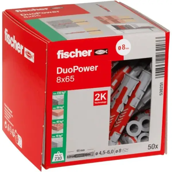 50 tacos fischer DUOPOWER 8 x 65 50 tacos fischer DUOPOWER 8 x 65