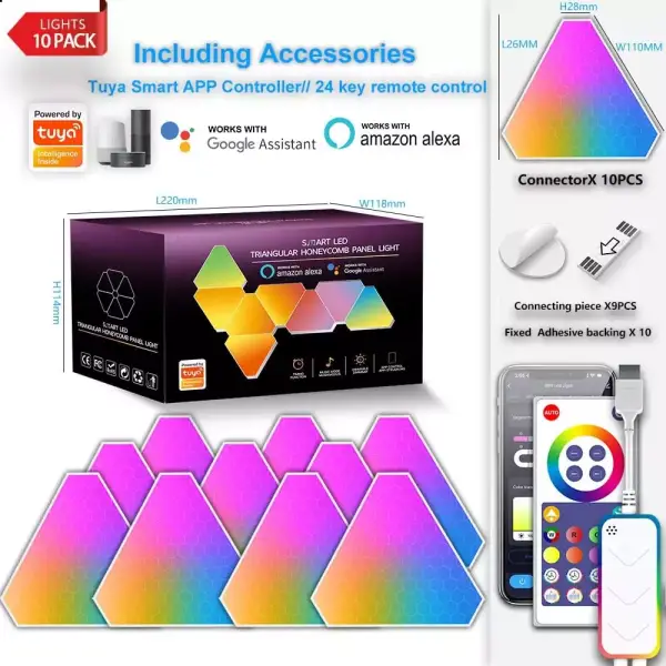 10 Paneles LED RGBIC Inteligentes 10 Paneles LED RGBIC Inteligentes