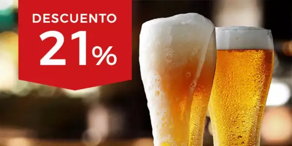 21% de dto. en cervezas + 50% dto. 2ª ud. en El Corte Inglés 21% de dto. en cervezas + 50% dto. 2ª ud. en El Corte Inglés