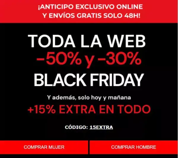 Cupón 15% EXTRA + 50% Dto. en TODO Springfield + 48hrs envío GRATIS por Black Friday Cupón 15% EXTRA + 50% Dto. en TODO Springfield + 48hrs envío GRATIS por Black Friday