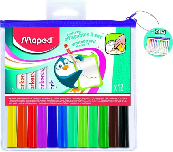 12 Rotuladores de colores borrables en seco Maped 12 Rotuladores de colores borrables en seco Maped