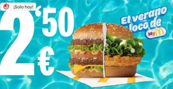 Hamburguesa a elegir (Big Mac, Cuarto de Libra o McPollo) en McDonald’s (Solo hoy 2 de Julio) Hamburguesa a elegir (Big Mac, Cuarto de Libra o McPollo) en McDonald’s (Solo hoy 2 de Julio)
