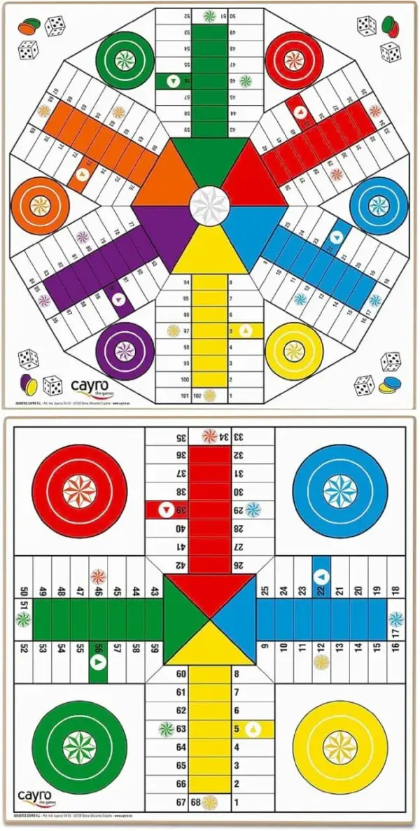 Tablero Parchís de Madera para 4 a 6 Jugadores Tablero Parchís de Madera para 4 a 6 Jugadores