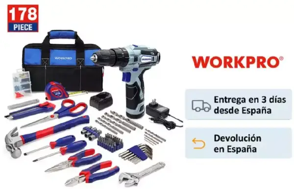 Kit de 178 herramientas + Atornillador eléctrico WorkPro Kit de 178 herramientas + Atornillador eléctrico WorkPro