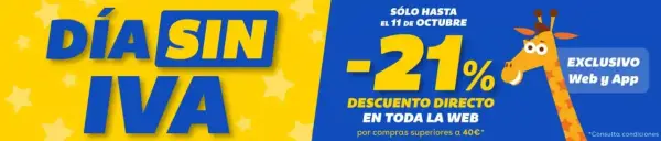 Día sin IVA en Toys "R" Us con -21% de dto. directo por compras superiores a 40€ Día sin IVA en Toys "R" Us con -21% de dto. directo por compras superiores a 40€