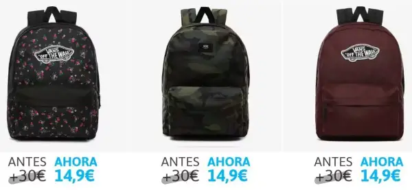 Descuentos en selección de mochilas Vans Descuentos en selección de mochilas Vans