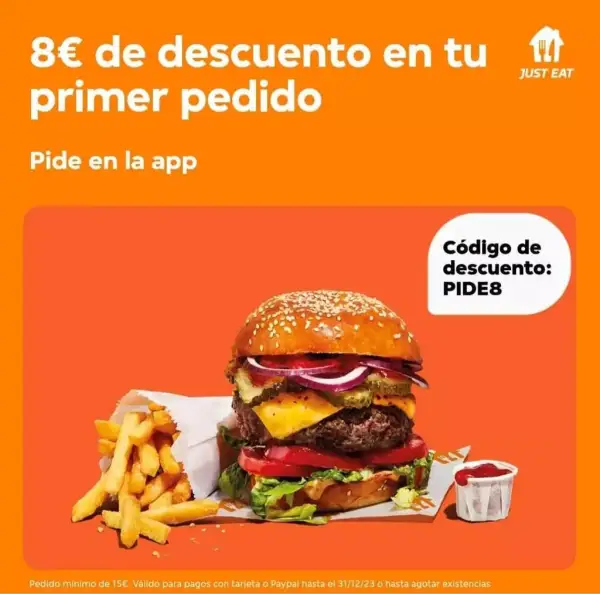 8€ en tu primer pedido de Just-Eat (Mínimo de 15€) 8€ en tu primer pedido de Just-Eat (Mínimo de 15€)