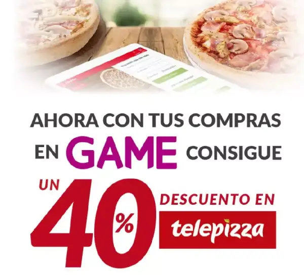 40% de descuento en Telepizza comprando en Game 40% de descuento en Telepizza comprando en Game