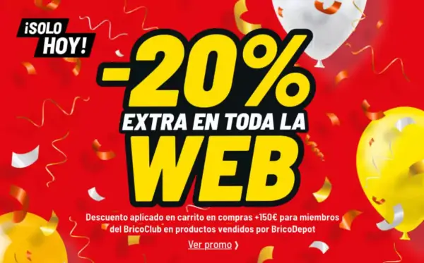 Consigue 20% de Dto. directo en TODA la web de Bricodepot (Compras +150€) Consigue 20% de Dto. directo en TODA la web de Bricodepot (Compras +150€)