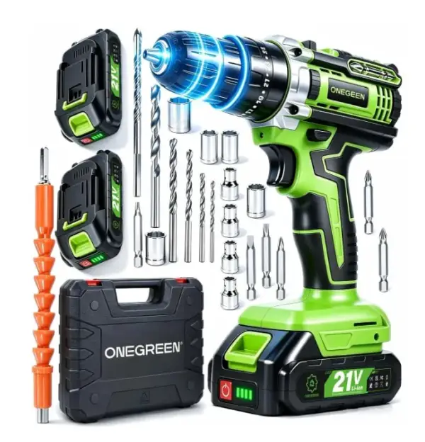 Atornillador inalámbrico de 21V con 2 baterías + maletín ONEVAN Atornillador inalámbrico de 21V con 2 baterías + maletín ONEVAN