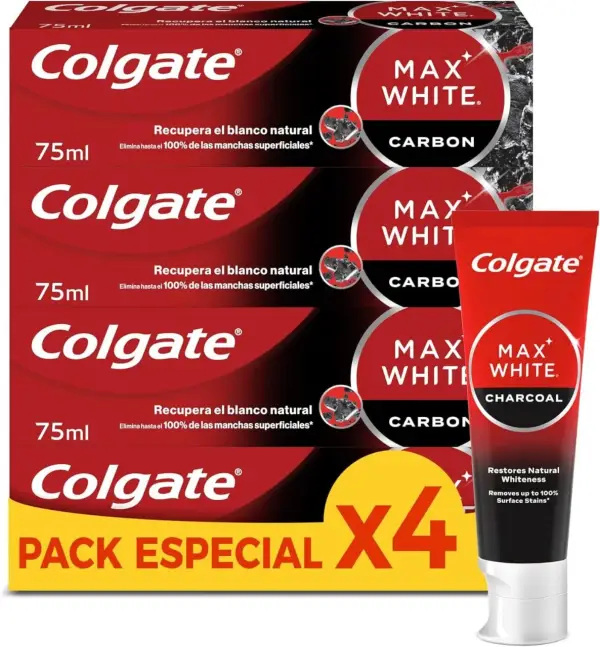 4x 75 ml Pasta dental Colgate Max White Charcoal 4x 75 ml Pasta dental Colgate Max White Charcoal