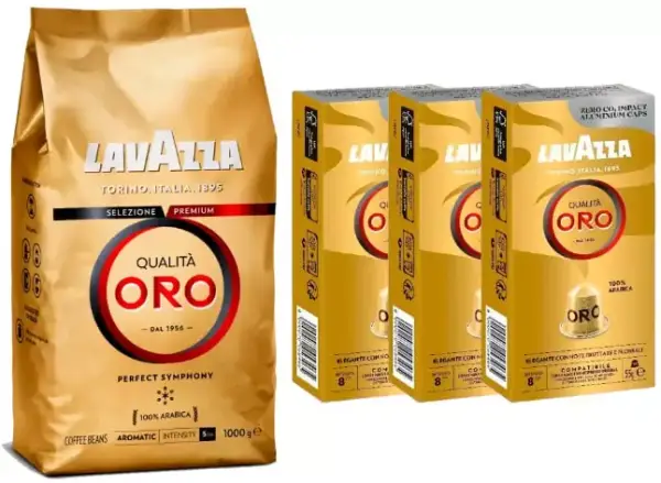 1Kg Lavazza Café en Grano Qualità Oro + 30 Cápsulas Lavazza 1Kg Lavazza Café en Grano Qualità Oro + 30 Cápsulas Lavazza