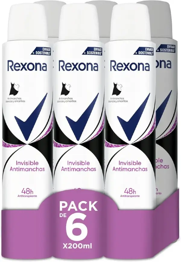 6x 200Ml Desodorante Rexona Invisible Antimanchas Black&White 6x 200Ml Desodorante Rexona Invisible Antimanchas Black&White