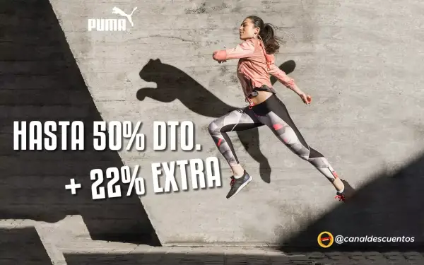 Hasta 50% Dto. + 22% EXTRA en Puma Hasta 50% Dto. + 22% EXTRA en Puma
