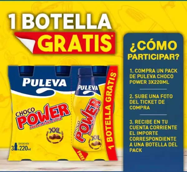 1 Botella GRATIS del Pack de Puleva Choco Power 3x220 ml 1 Botella GRATIS del Pack de Puleva Choco Power 3x220 ml