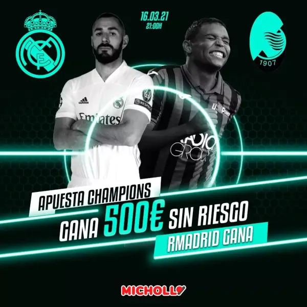 Hasta 500€ Real Madrid - Atalanta Hasta 500€ Real Madrid - Atalanta