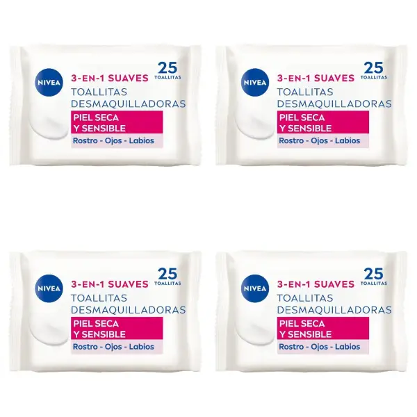 Pack de 4 Toallitas Desmaquilladoras Nivea Pack de 4 Toallitas Desmaquilladoras Nivea
