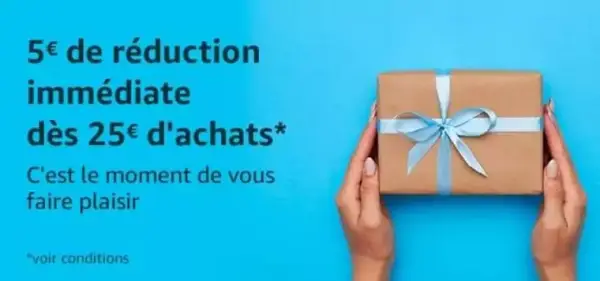 Cupón 5€ de dto. en pedidos +25€ (Cuentas Seleccionadas) en Amazon Francia Cupón 5€ de dto. en pedidos +25€ (Cuentas Seleccionadas) en Amazon Francia