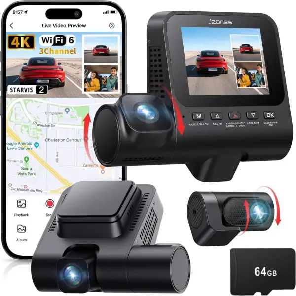 Dash Cam coche 3 canales 4K Dash Cam coche 3 canales 4K
