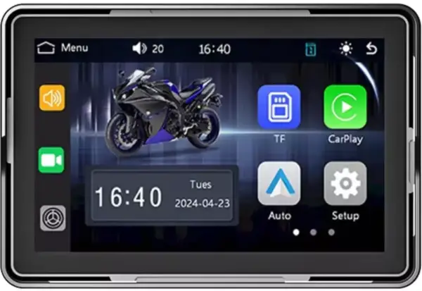 Pantalla 5" CarPlay + Android Auto para moto IP67 Pantalla 5" CarPlay + Android Auto para moto IP67