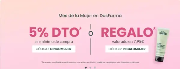5% de Dto y regalo valorado en 7,9€ en Dosfarma 5% de Dto y regalo valorado en 7,9€ en Dosfarma