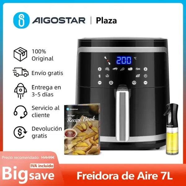 Freidora de aire sin aceite 7L Aigostar Freidora de aire sin aceite 7L Aigostar