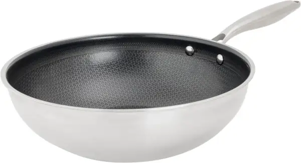 Wok de acero inoxidable antiadherente Wok de acero inoxidable antiadherente