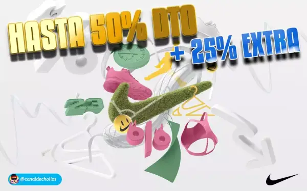 Hasta 50% de dto. + 25% EXTRA en Nike Hasta 50% de dto. + 25% EXTRA en Nike