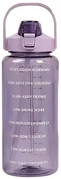 Botella de agua fitness 2L con cierre, pajita y asa Botella de agua fitness 2L con cierre, pajita y asa