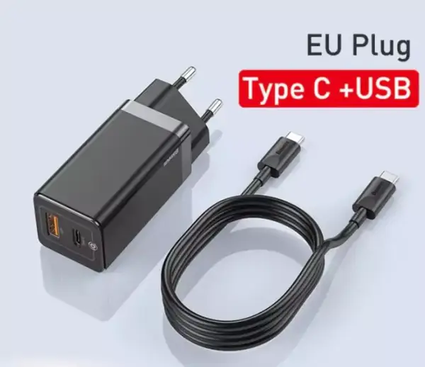 Cargador QC Baseus 45W + Cable 60W Cargador QC Baseus 45W + Cable 60W