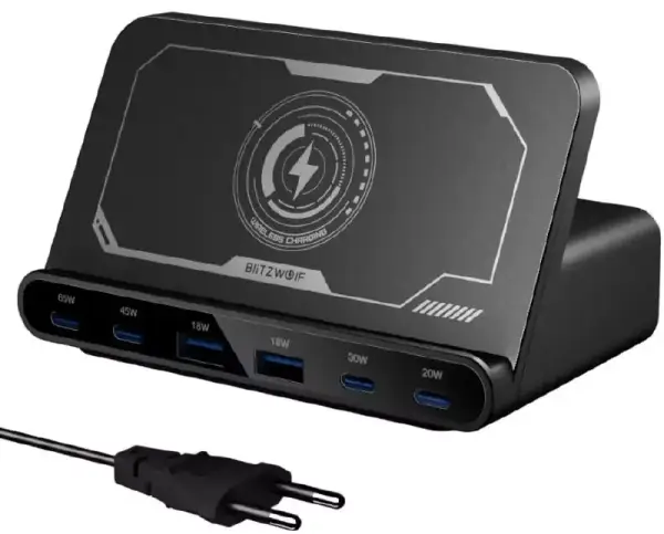 Estación de carga USB +Qi Wireless BlitzWolf 160W Estación de carga USB +Qi Wireless BlitzWolf 160W