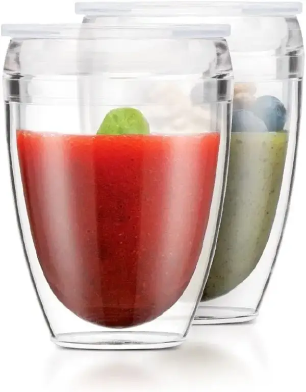 Juego 2 vasos 30 cl con doble pared y tapa hermética Juego 2 vasos 30 cl con doble pared y tapa hermética