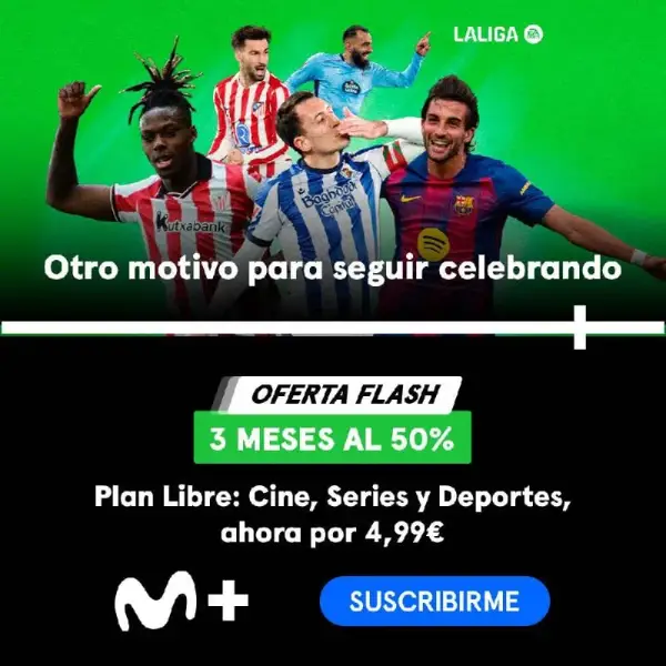Movistar Plus+ al 50% durante 3 meses (Deportes, Series y Peliculas) Movistar Plus+ al 50% durante 3 meses (Deportes, Series y Peliculas)