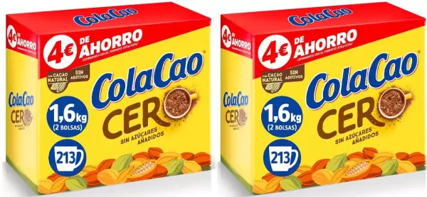 2x 1.6kg ColaCao Cacao Soluble 0% Azúcares Añadidos 2x 1.6kg ColaCao Cacao Soluble 0% Azúcares Añadidos