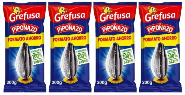 Pack de 4 Pipas de girasol EL PIPONAZO 200g Pack de 4 Pipas de girasol EL PIPONAZO 200g