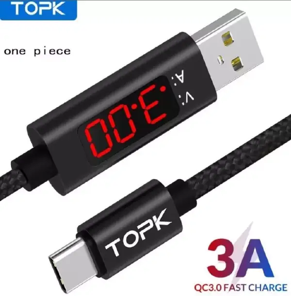 Cable de carga USB Topk 3A 1Metro Cable de carga USB Topk 3A 1Metro