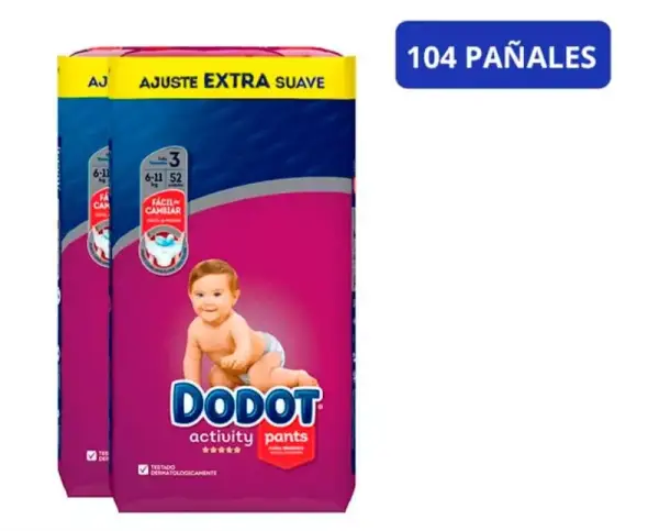 Paquete de 104 pañales Dodot Activity Pants Extra Paquete de 104 pañales Dodot Activity Pants Extra