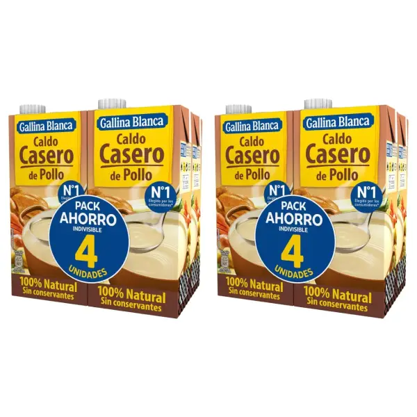 8x 1L Caldo Casero de Pollo Gallina Blanca 8x 1L Caldo Casero de Pollo Gallina Blanca