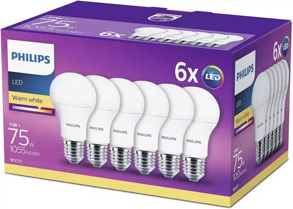 6x Bombilla Philips Lighting LED 11W E27 blanco cálido 6x Bombilla Philips Lighting LED 11W E27 blanco cálido