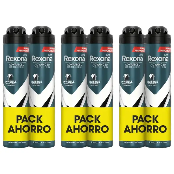 6x 200ml Rexona Protección Avanzada 72h Invisible Black & White 6x 200ml Rexona Protección Avanzada 72h Invisible Black & White