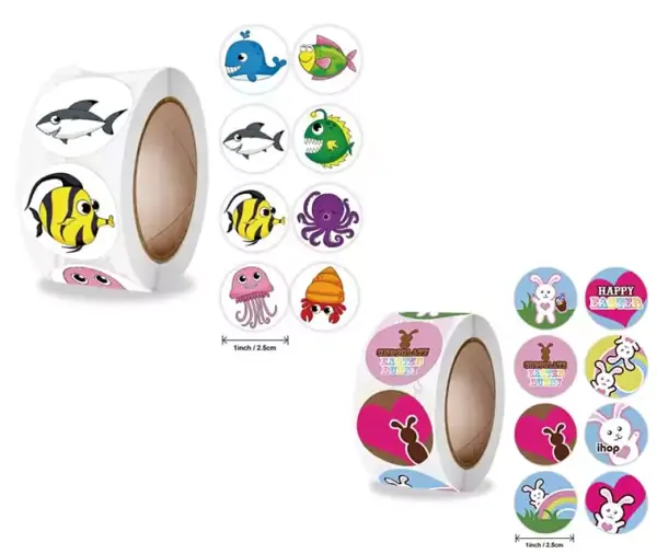 Rollos de pegatinas adhesivas con dibujos Rollos de pegatinas adhesivas con dibujos
