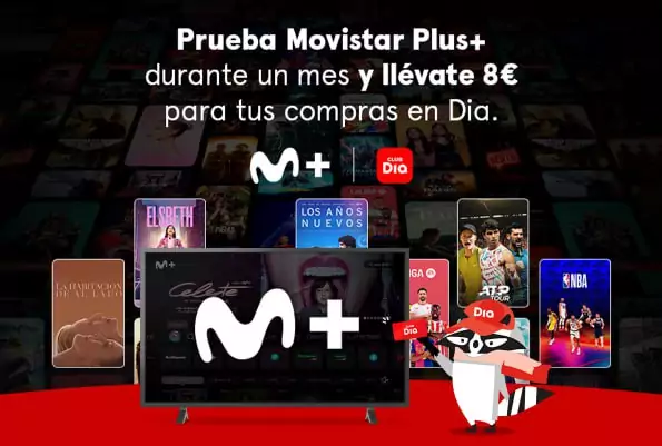 1 mes gratis de Movistar Plus + 8€ en Dia 1 mes gratis de Movistar Plus + 8€ en Dia