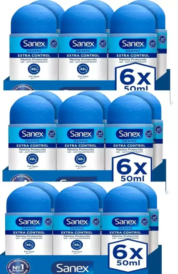 Pack de 18 desodorantes Sanex Dermo Extra Control Roll-On Pack de 18 desodorantes Sanex Dermo Extra Control Roll-On
