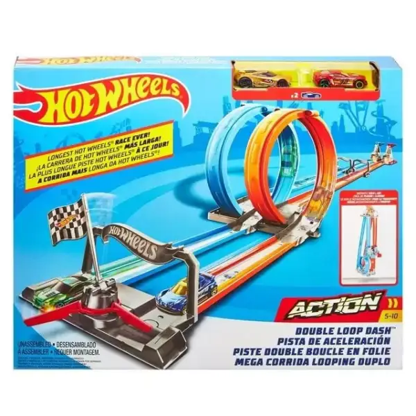Hot Wheels Double Loop Dash con dos coches Hot Wheels Double Loop Dash con dos coches