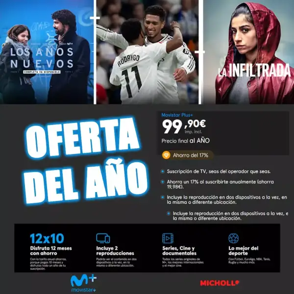 Movistar Plus+ Tarifa Anual (2 Meses gratis) Movistar Plus+ Tarifa Anual (2 Meses gratis)
