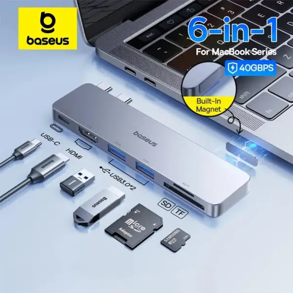 Hub de USB-C 6 en 1 Baseus Hub de USB-C 6 en 1 Baseus