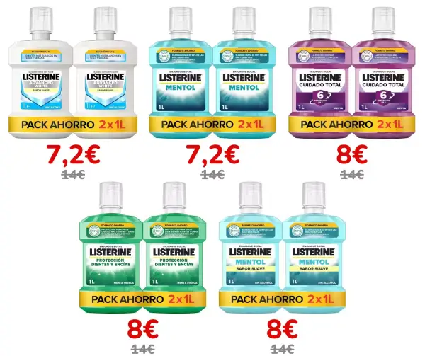 2x 1L Enjuague Bucal Listerine 2x 1L Enjuague Bucal Listerine
